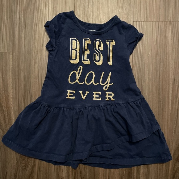 Carter's Blue and Gold “Best Day Ever “ Flutter Sleeve Sundress size 2T - Picture 4 of 5